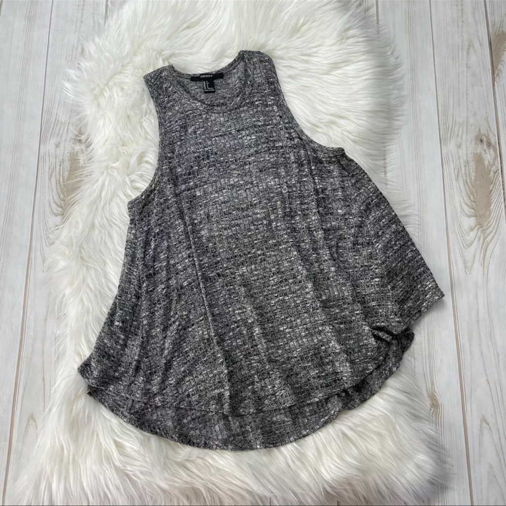 Forever 21 High Neck Top Marbled Gray Knit Ribbed